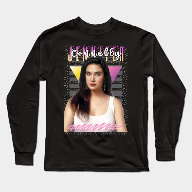 Jennifer Connelly Aesthetic 80s Fan Art Long Sleeve T-Shirt by Madesu Art